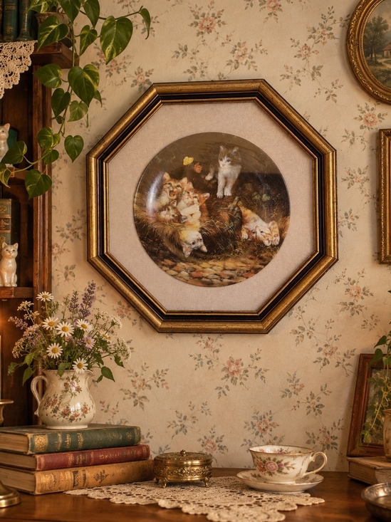 Vintage Other - Vintage 1991 Seltmann Weiden Framed Cat Collector Plate Cottagecore Wall Decor